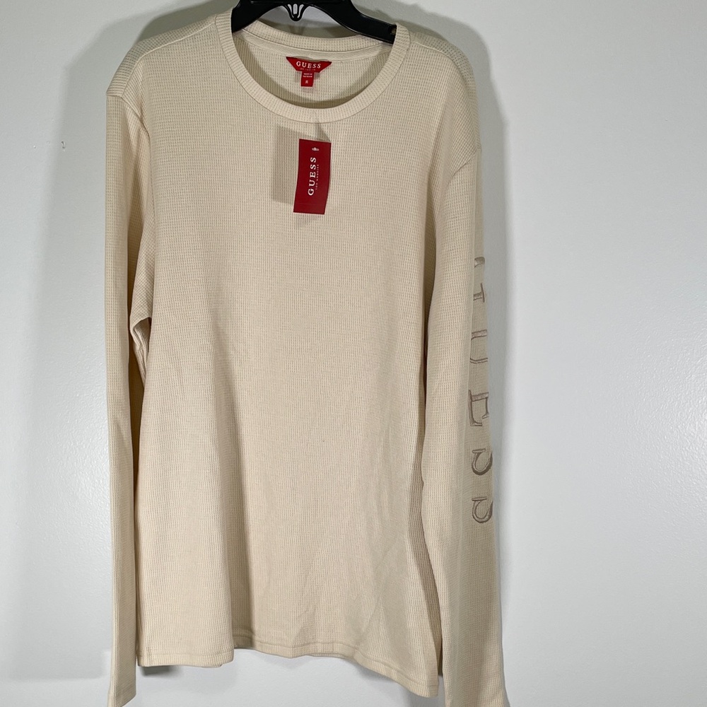 NWT Guess Beige MASA Waffle Long Sleeve Top